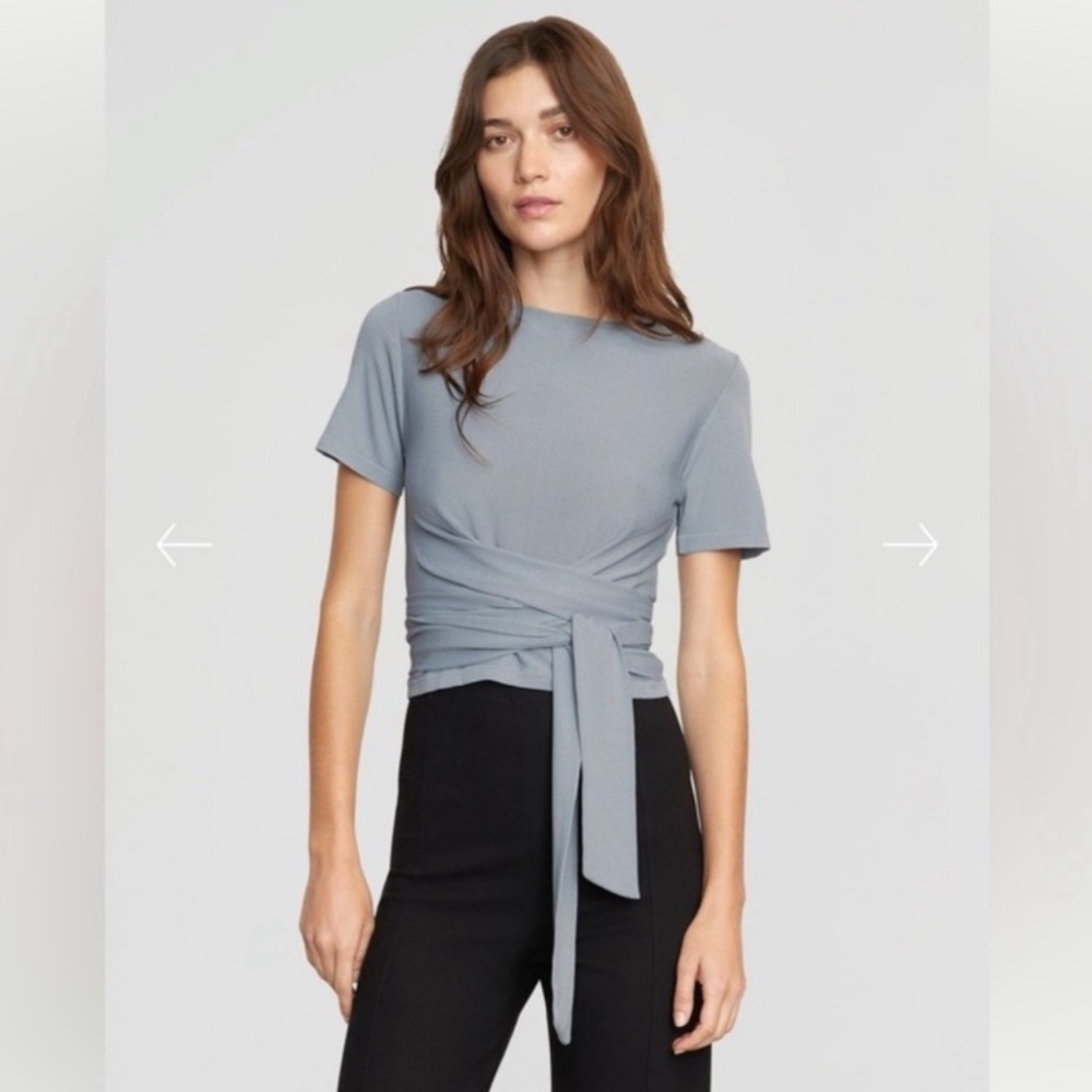 Modern Citizen Jude Cropped Tie Front Top in Grey